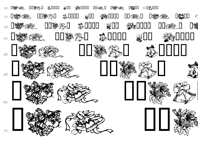 KR Christmas Bells font waterfall